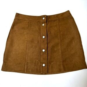 BE COOL Tan Button-Front Mini Skirt